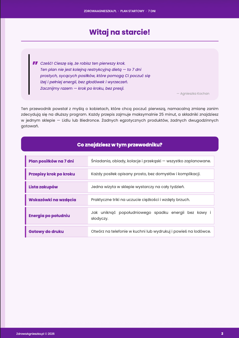 Plan Startowy: 7 dni lekkości
